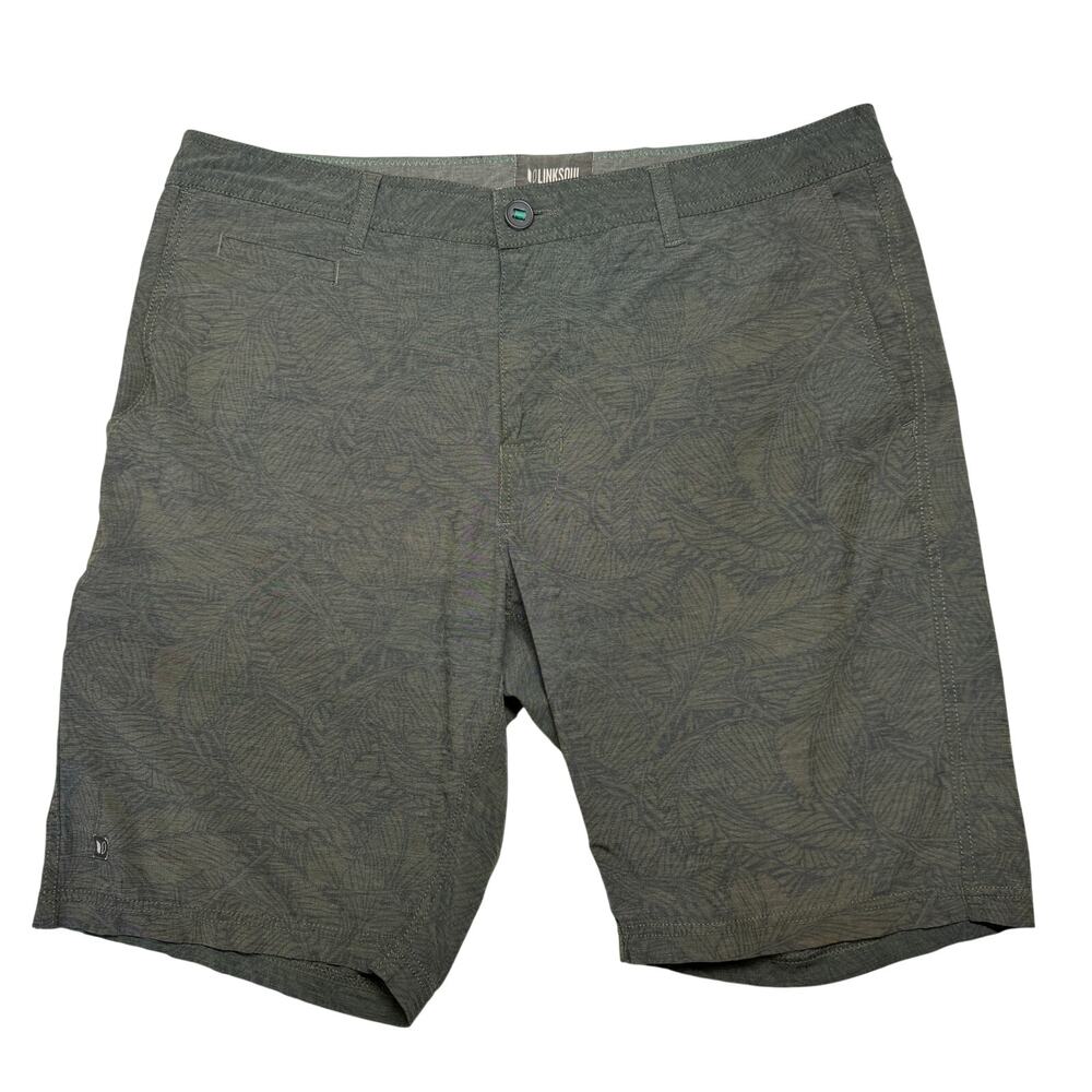 Linksoul Boardwalker Flat Front Golf Travel Stretch Mens Floral Shorts Size 35